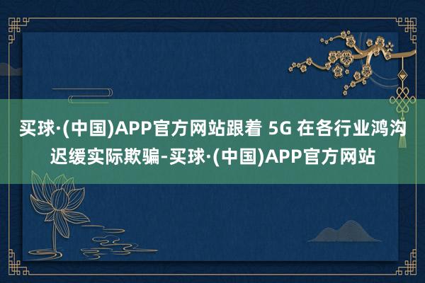 买球·(中国)APP官方网站跟着 5G 在各行业鸿沟迟缓实际欺骗-买球·(中国)APP官方网站