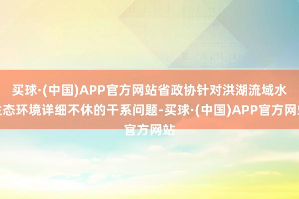 买球·(中国)APP官方网站省政协针对洪湖流域水生态环境详细不休的干系问题-买球·(中国)APP官方网站