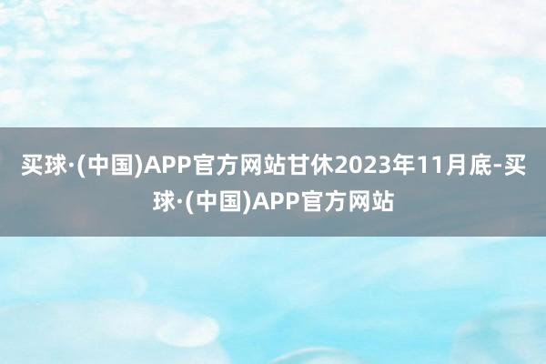 买球·(中国)APP官方网站甘休2023年11月底-买球·(中国)APP官方网站