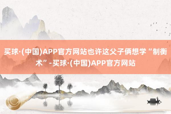 买球·(中国)APP官方网站也许这父子俩想学“制衡术”-买球·(中国)APP官方网站