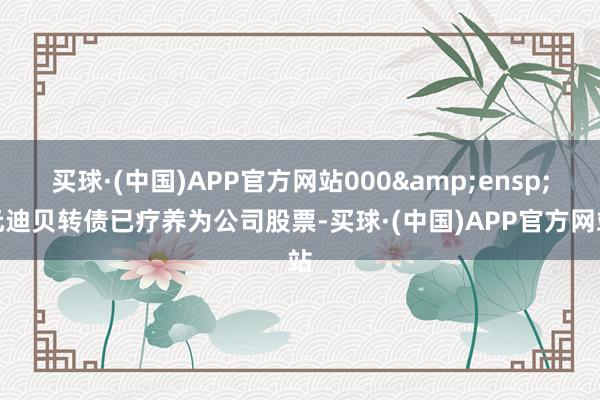 买球·(中国)APP官方网站000 元迪贝转债已疗养为公司股票-买球·(中国)APP官方网站