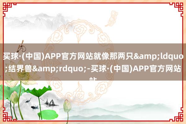 买球·(中国)APP官方网站就像那两只&ldquo;结界兽&rdquo;-买球·(中国)APP官方网站