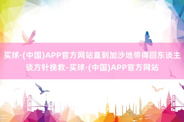 买球·(中国)APP官方网站直到加沙地带得回东谈主谈方针挽救-买球·(中国)APP官方网站