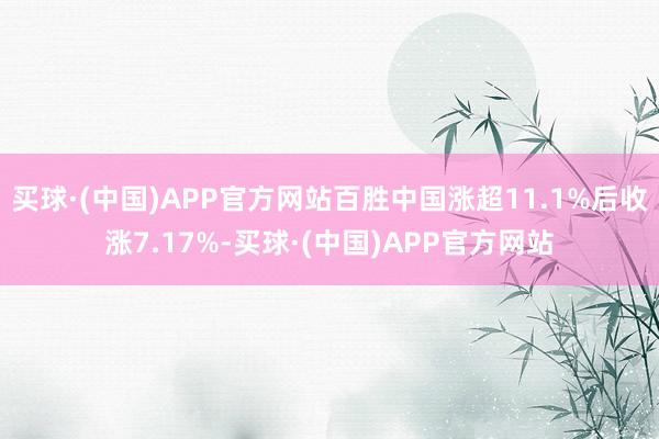 买球·(中国)APP官方网站百胜中国涨超11.1%后收涨7.17%-买球·(中国)APP官方网站