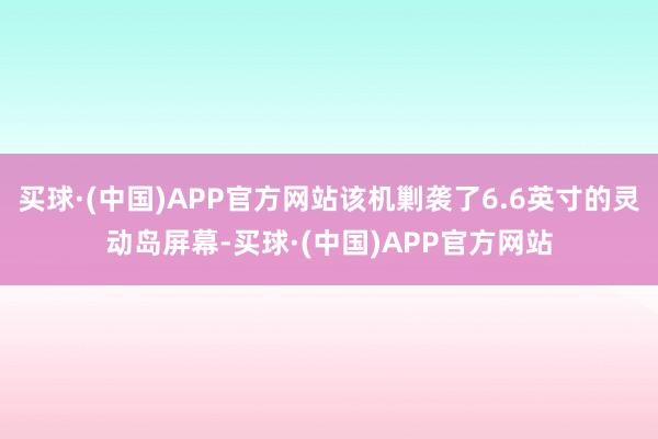 买球·(中国)APP官方网站该机剿袭了6.6英寸的灵动岛屏幕-买球·(中国)APP官方网站